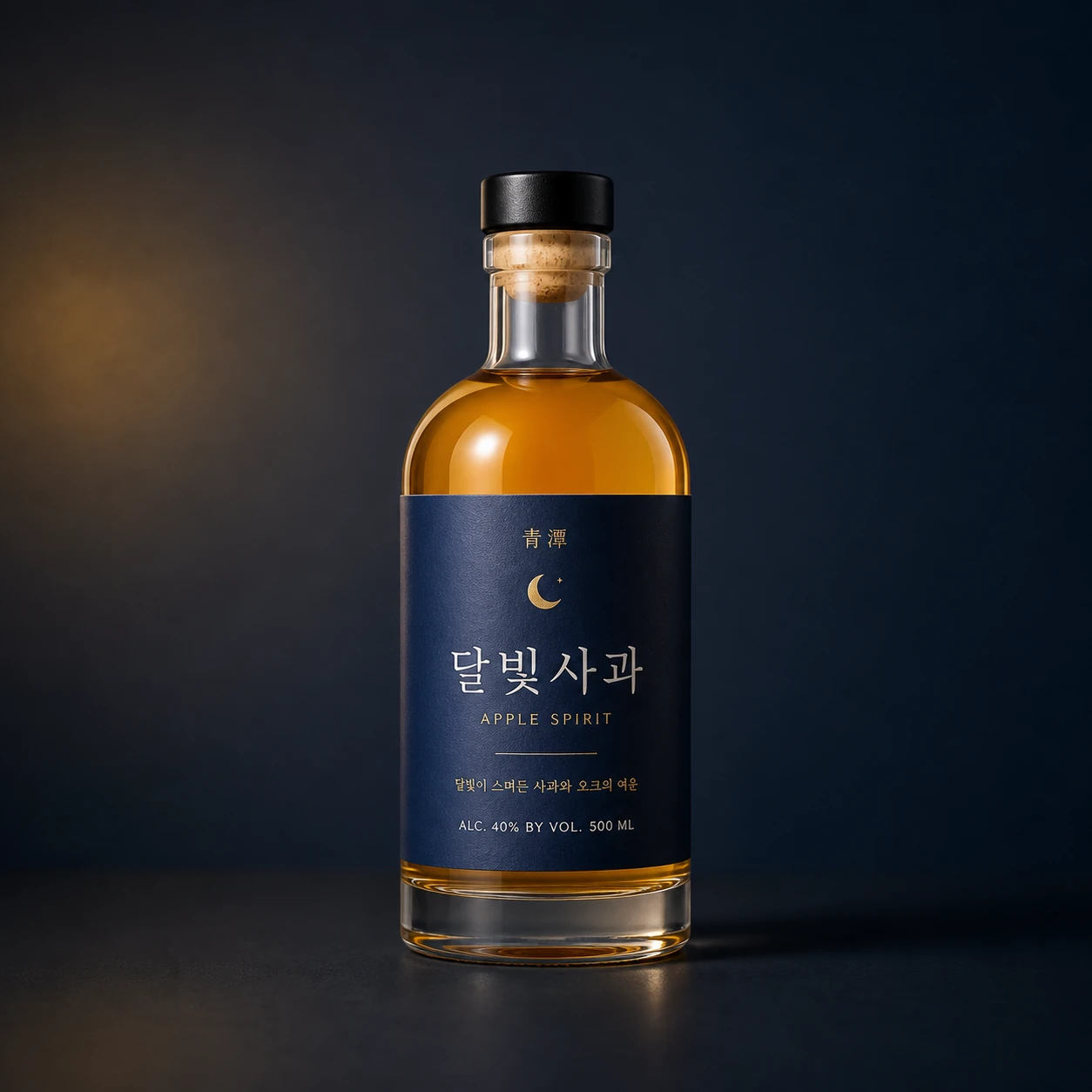 짙은 남색 라벨의 달빛사과 500mL